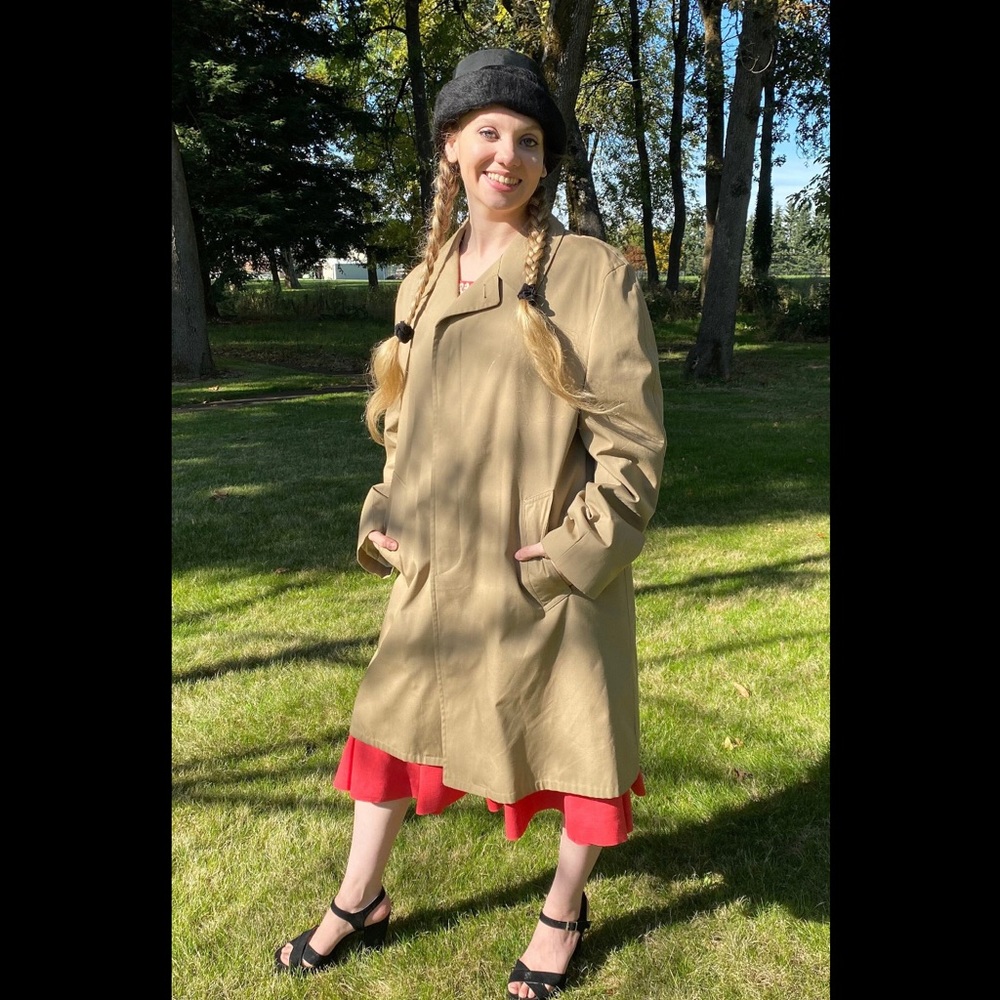 1960s Mens Brighton Cloth Trench Rain Coat Size 42 - with Removable Liner